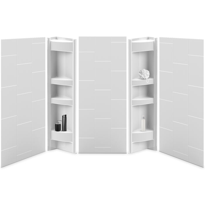 58 in. high acrylic tub surround with shelves (5-piece)