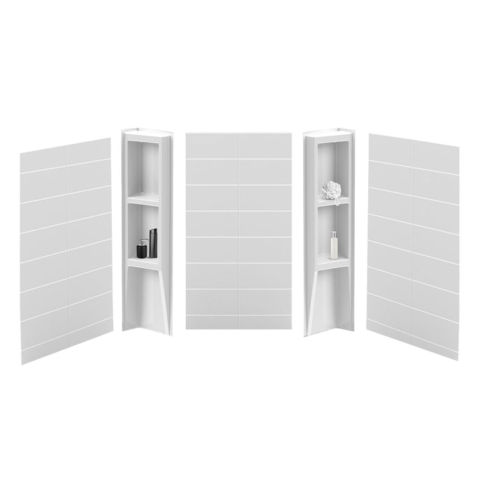 58 in. high acrylic tub surround with shelves (5-piece)