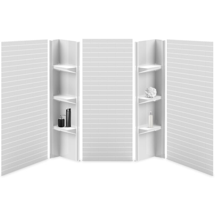 58 in. high polystyrene tub surround with shelves (5-piece)