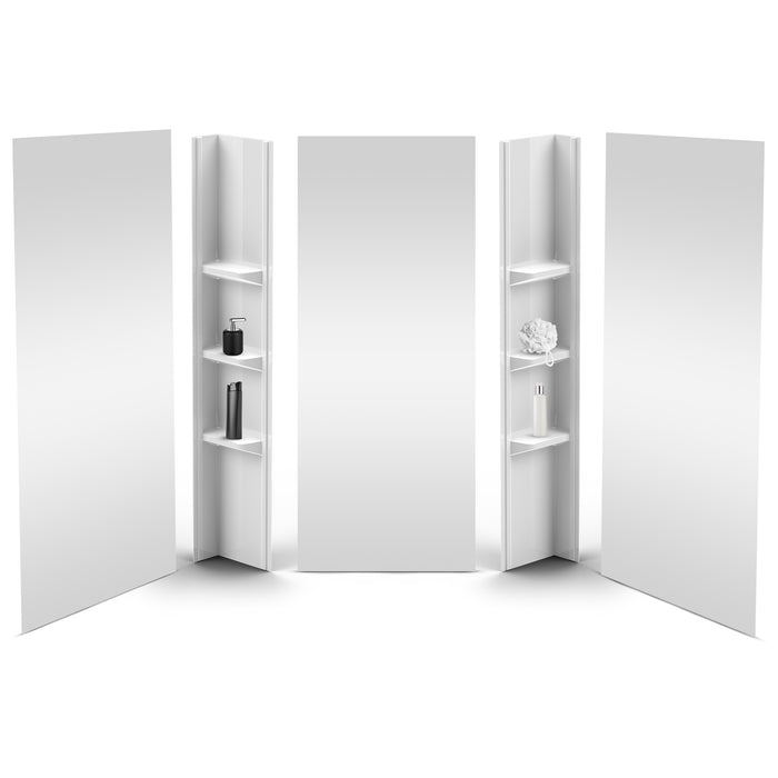 80 in. high polystyrene tub or shower surround with shelves (5-piece)