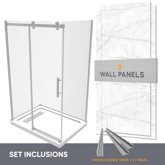 48 x 36 all-in-one corner shower kit with decorative wall panels
